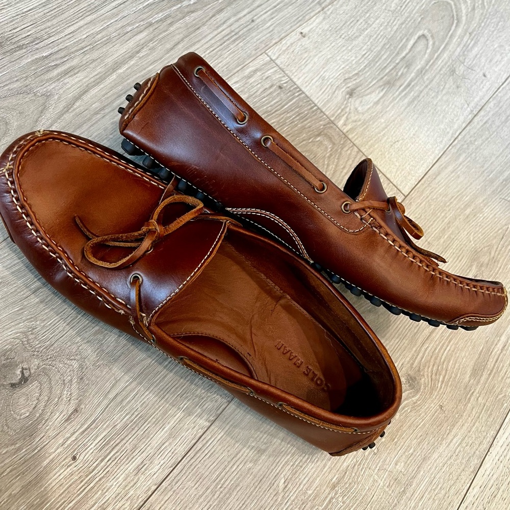 Mens Brown Leather Moccasins - Picture 3 of 10